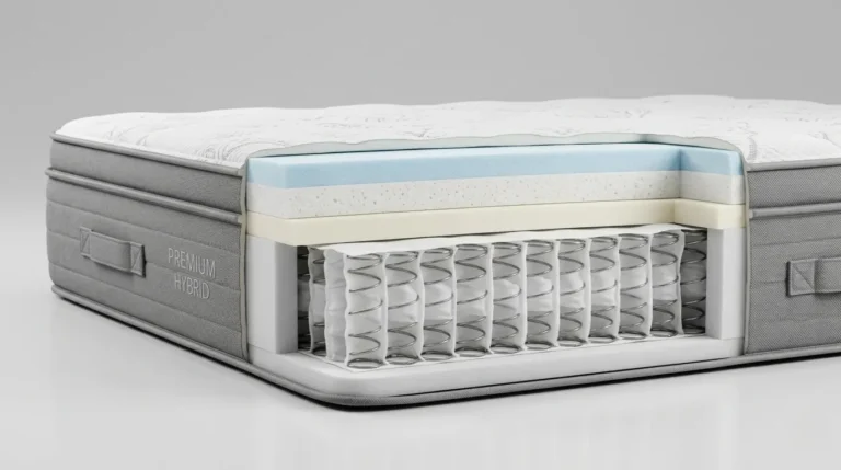 coupe transversale d'un matelas hybride