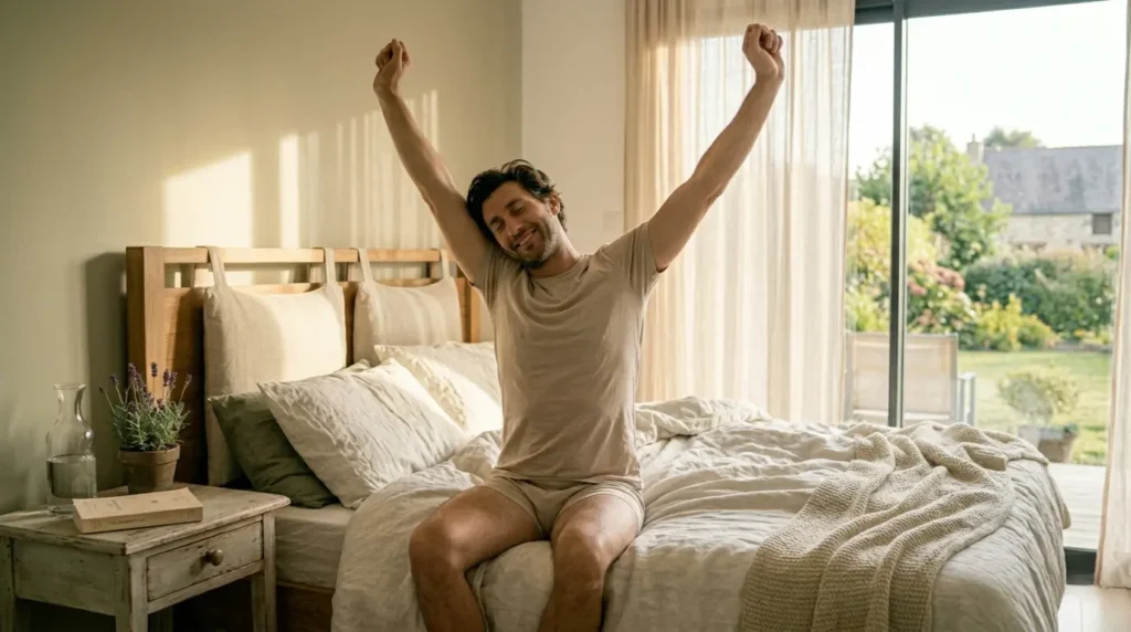 réveil d'un homme en pleine forme