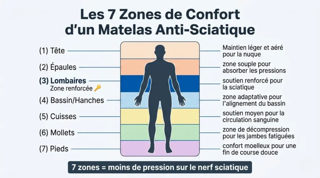 zones de confort d'un matelas anti sciatique