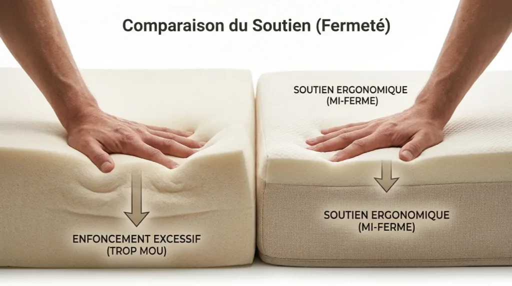 comparaison du soutien et de la fermeté des matelas