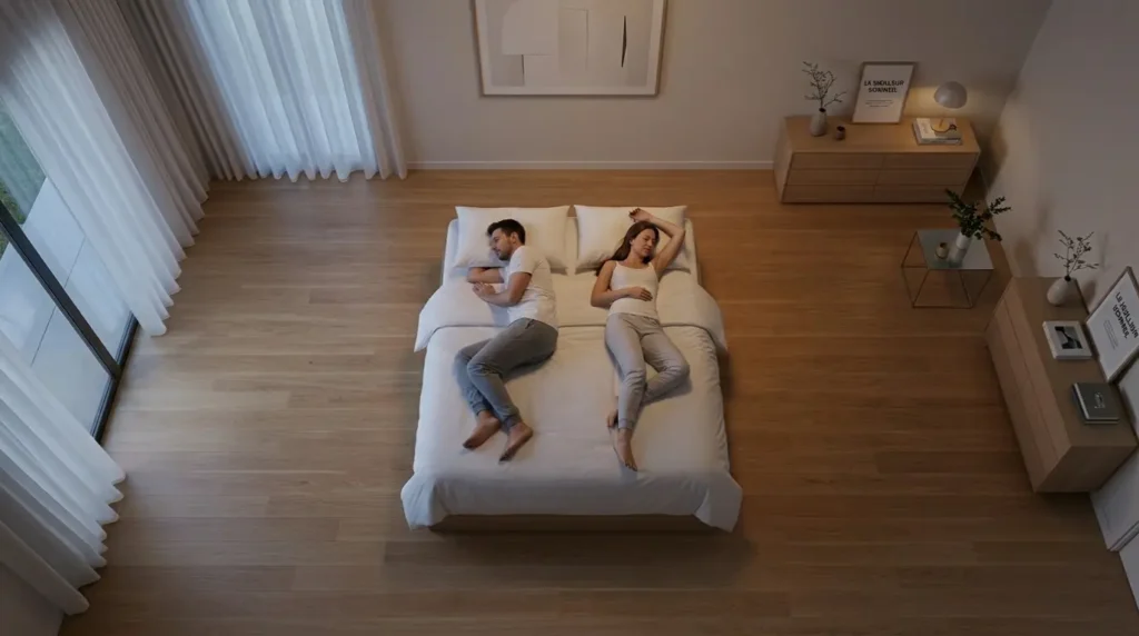 couple dormant dans un matelas 2 places