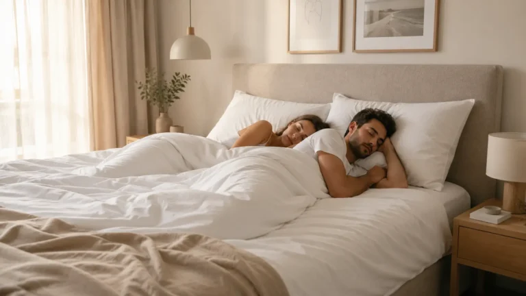 couple en pleine grasse matinée
