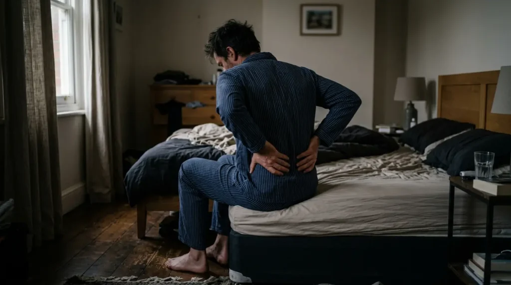 réveil douloureux après une nuit sur un vieux matelas