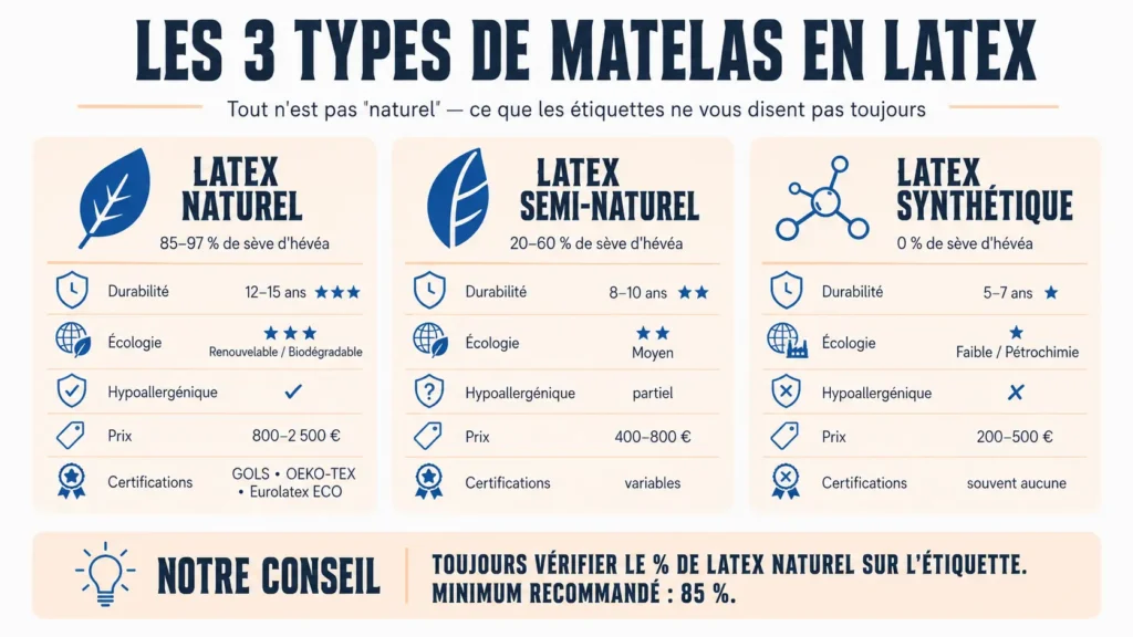 schéma comparatif des 3 types de latex
