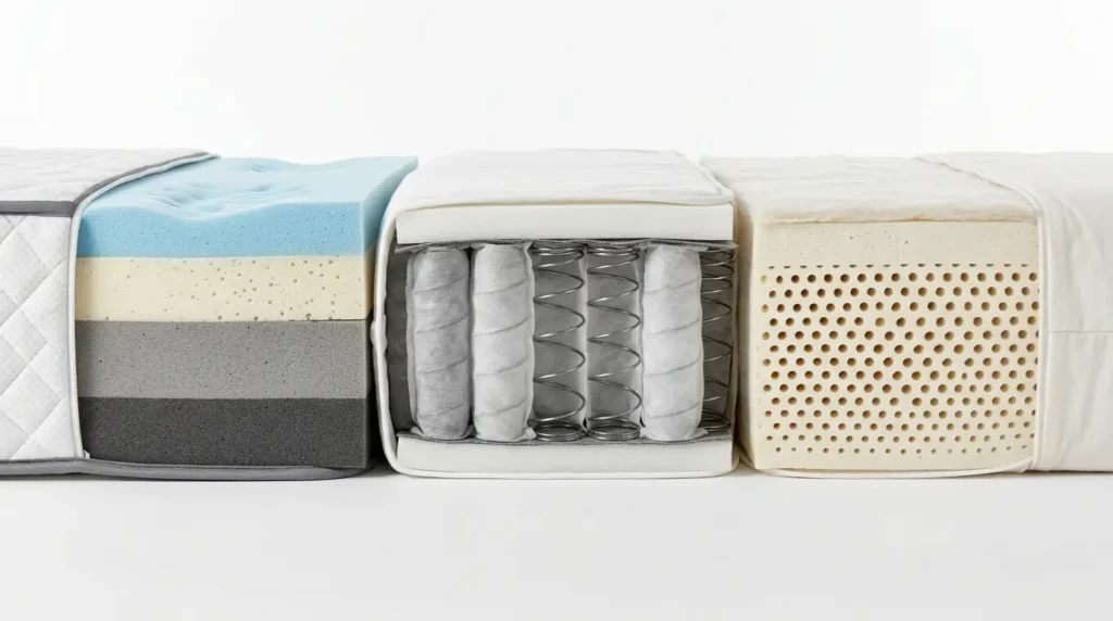 trois type de garnissage d'un matelas