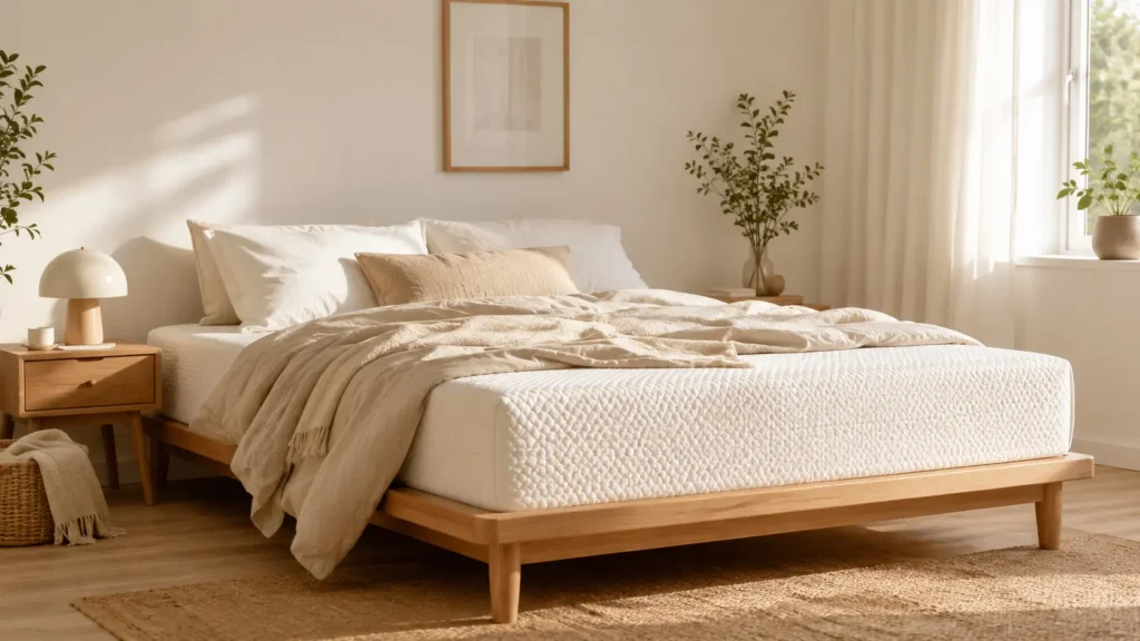 chambre confortable aux couleurs beiges
