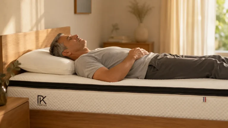 homme allongé sur un matelas percko
