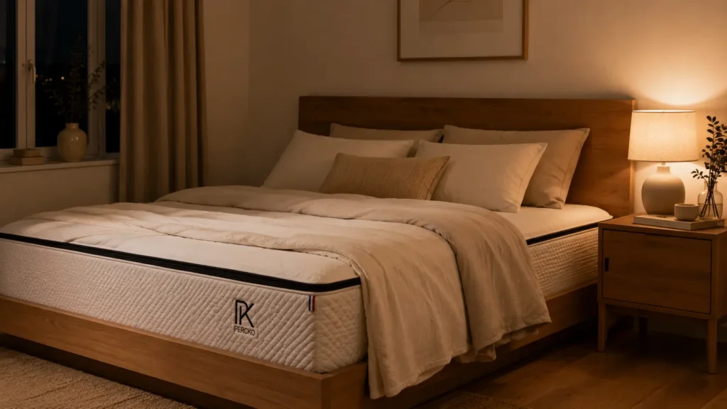 lit équipé d'un matelas percko