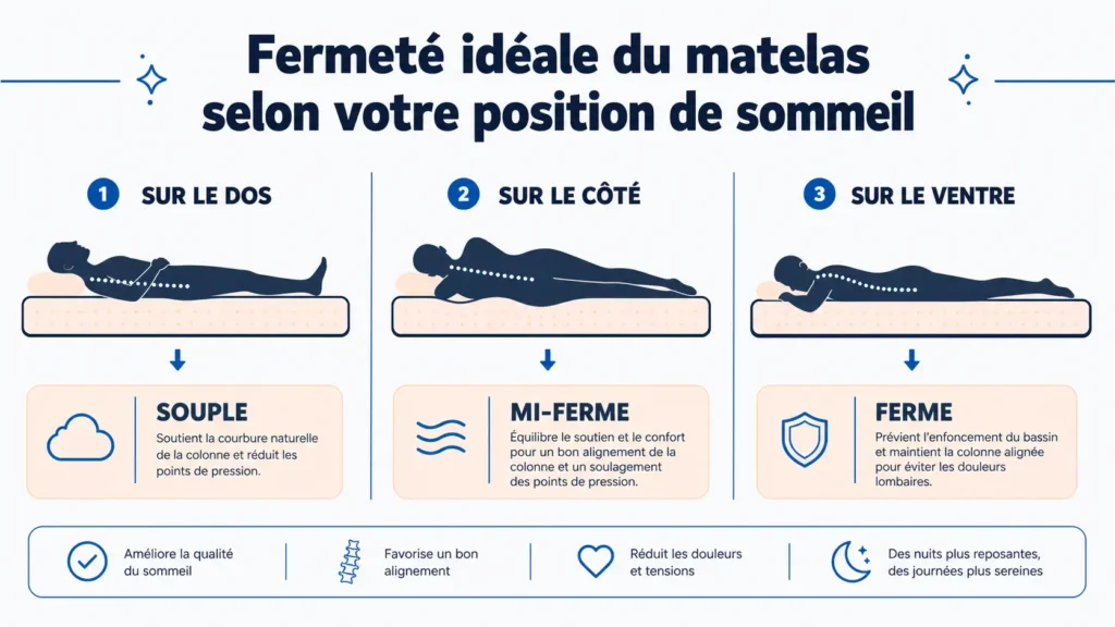 fermeté idéale du matelas selon la position de sommeil