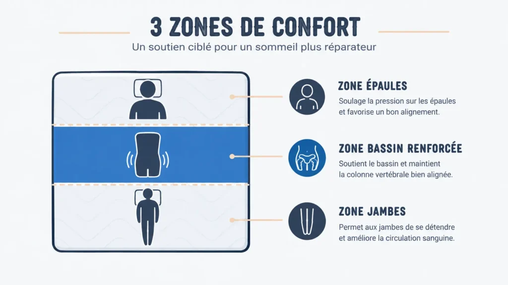3 zones de confort du matelas epeda atoll