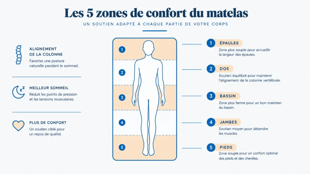 les 5 zones de confort d'un matelas