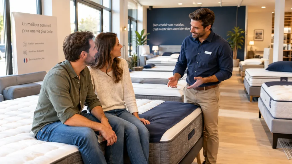 test d'un matelas en magasin